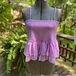 BB Dakota by Steve Madden Purple Smocked Peplum Camisole